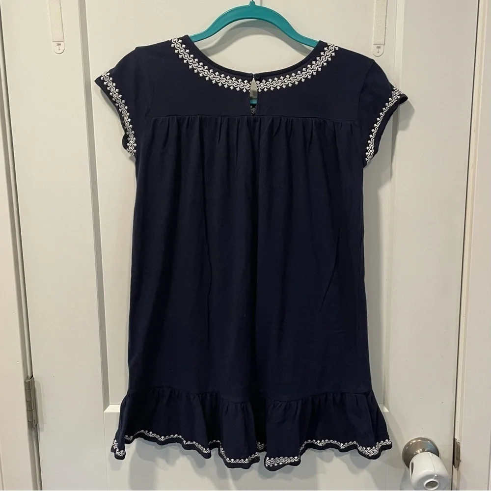 Vineyard Vines Navy Dress with White Embroidery Kids size Medium Sundress Flowy